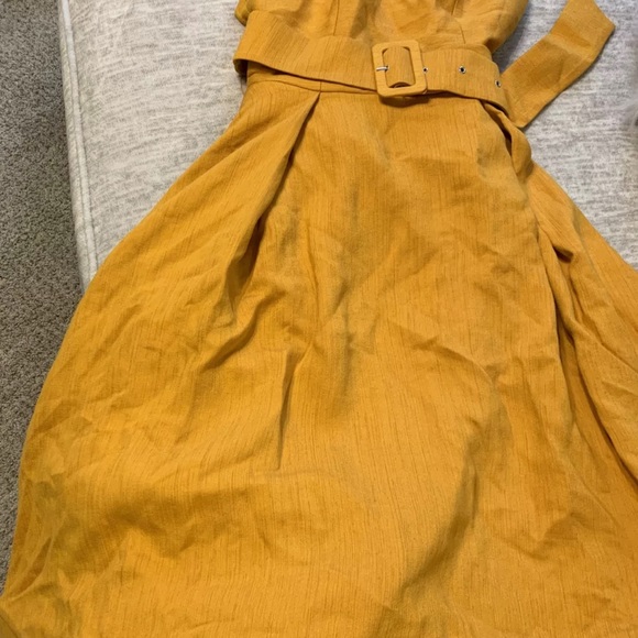 C/Meo Collective Mustard Yellow Confirmative Halter Dress Belted Hi Low Midi S - Picture 10 of 11